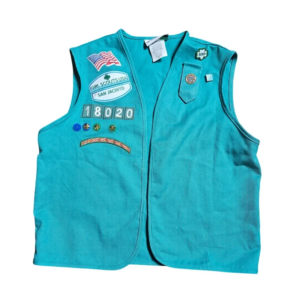 Girl‎ Scouts USA San Jacinto Council Official Uniform Vest Patches Pins Green